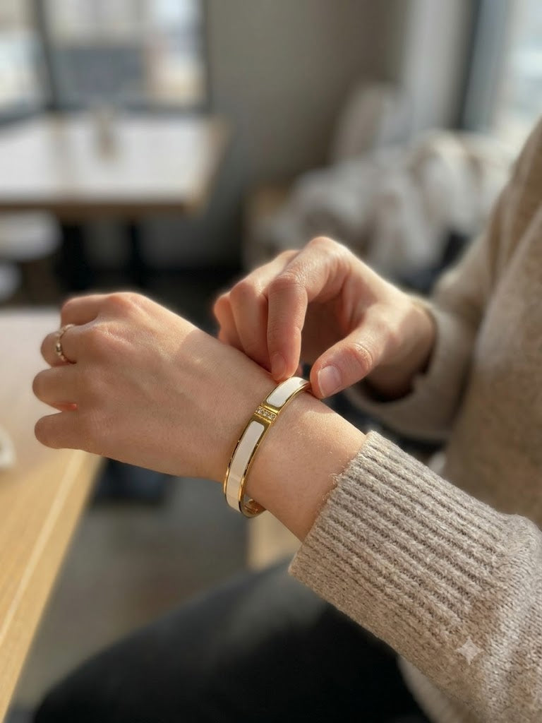 Ivory Grace Gold-Tone Bangle Bracelet