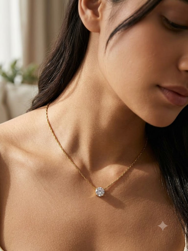 Celeste Solitaire Pendant Necklace