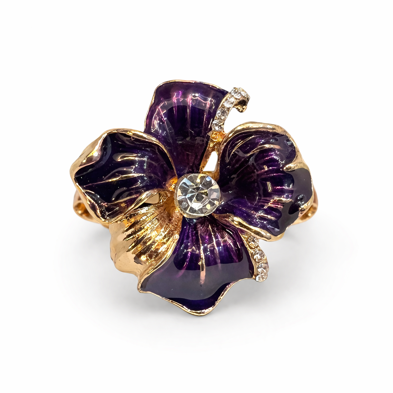 Midnight Violet Floral Statement Ring