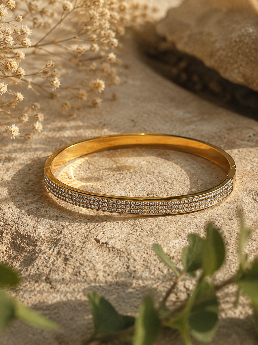 Golden Radiance Pavé Bangle Bracelet