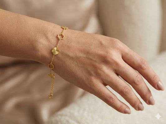 Textured Clover Gold Bracelet