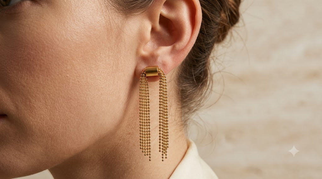 Golden Cascade Tassel Drop Earrings