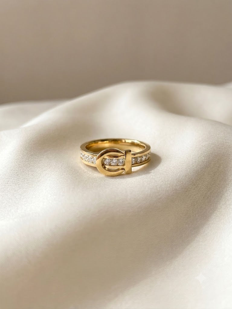 Luxe Crystal Buckle Ring