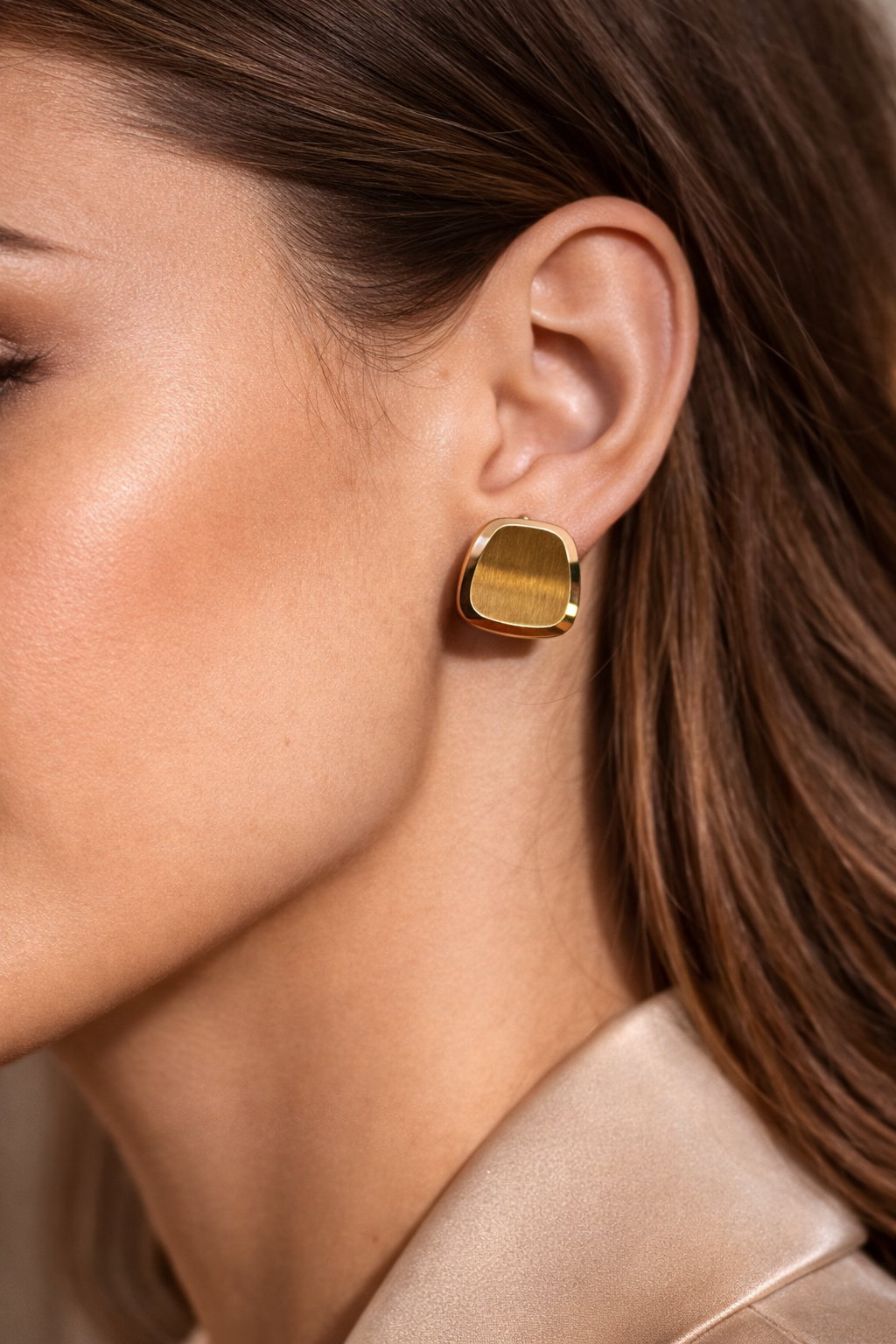 Brushed Gold Statement Studs