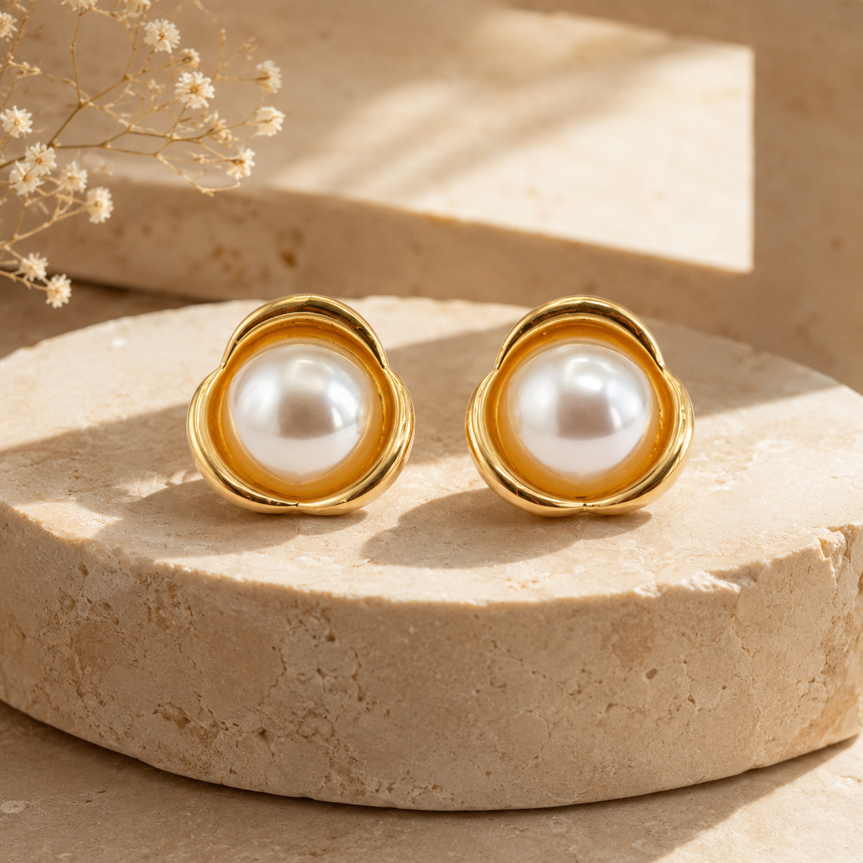 Pearl Blossom Stud Earrings