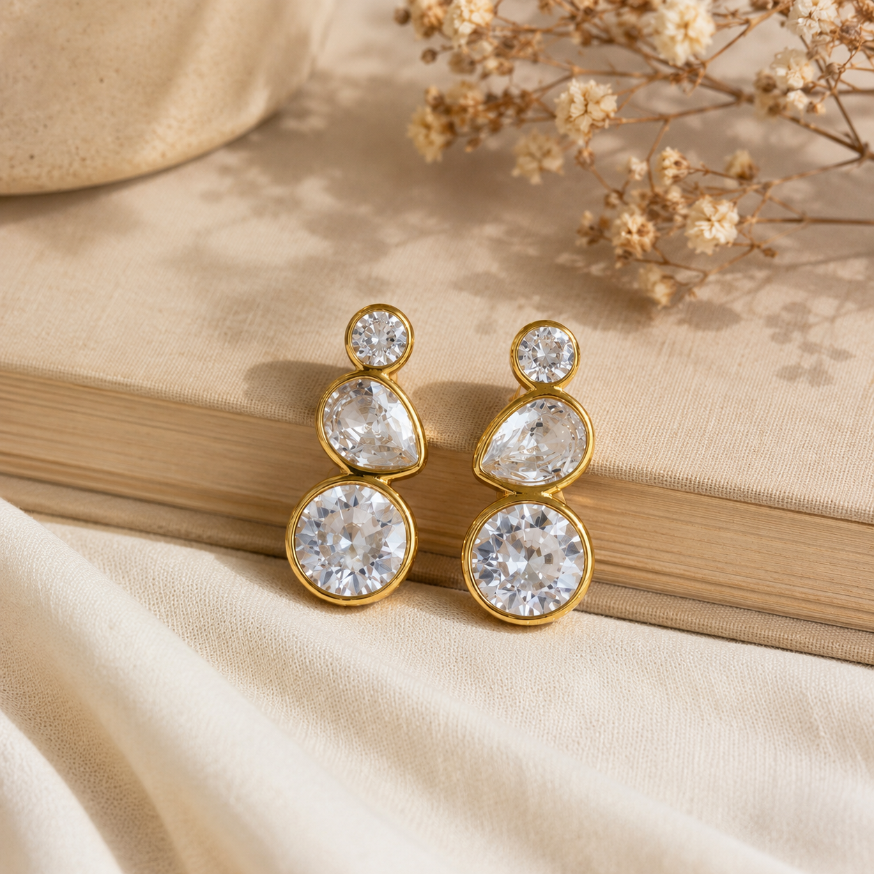 Aurora Trio Crystal Drop Earrings