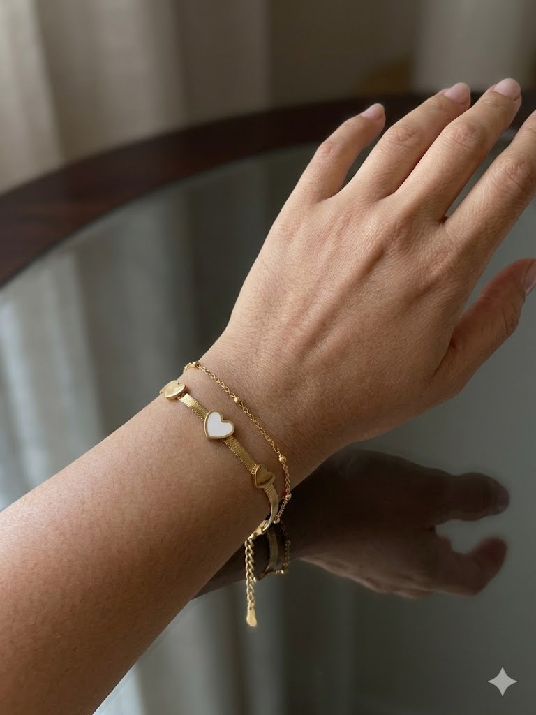 Golden Harmony Dual-Layer Heart Bracelet