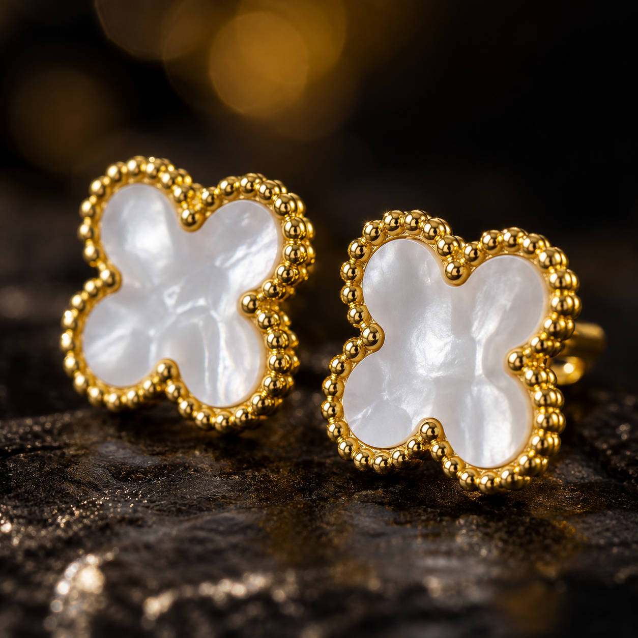 Mother of Pearl Clover Stud Earrings