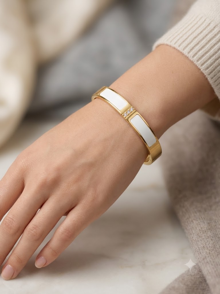 Ivory Grace Gold-Tone Bangle Bracelet