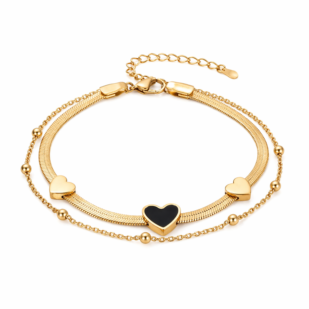 Dual Heart Gold Bracelet