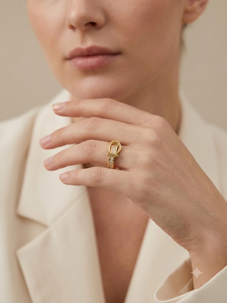 Luxe Crystal Buckle Ring