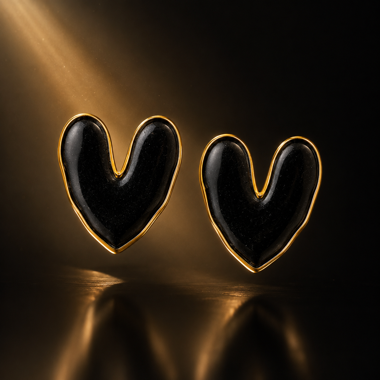 Midnight Heart Enamel Stud Earrings