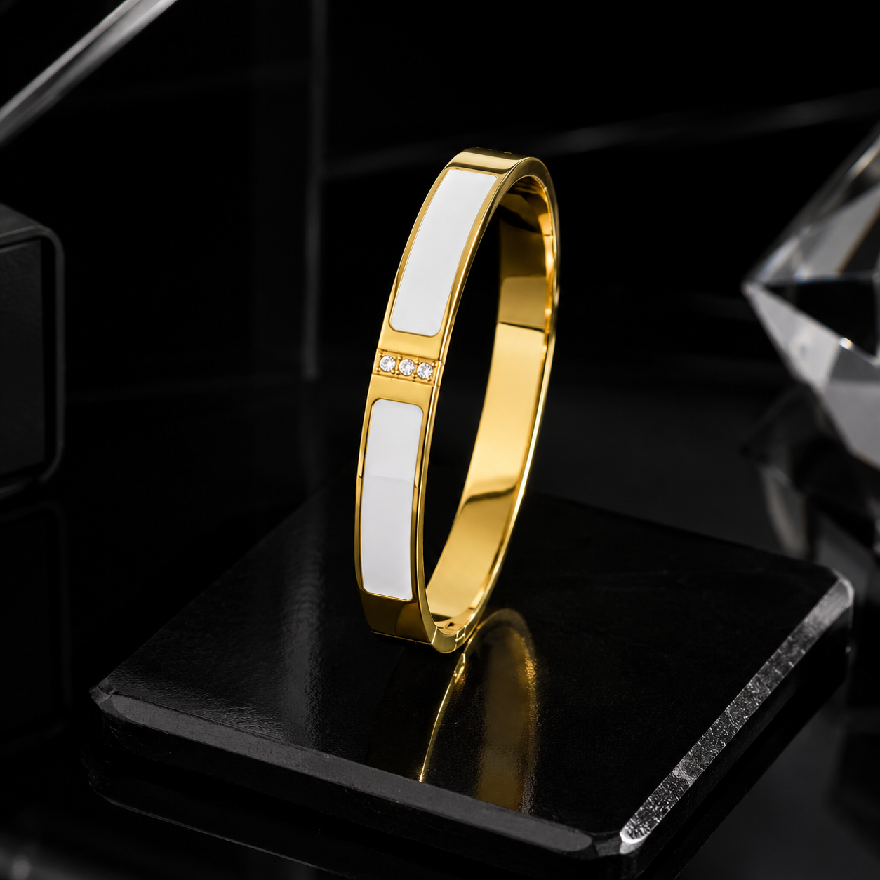 Ivory Grace Gold-Tone Bangle Bracelet