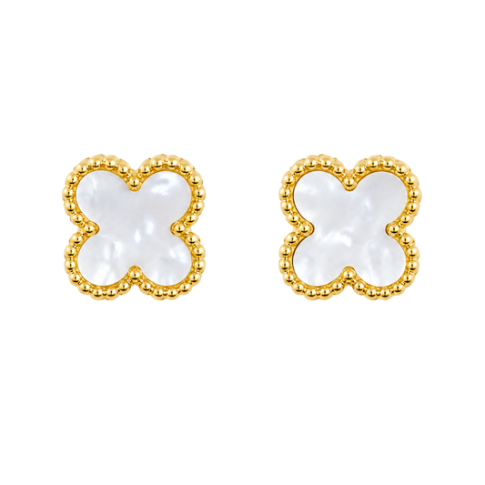Mother of Pearl Clover Stud Earrings