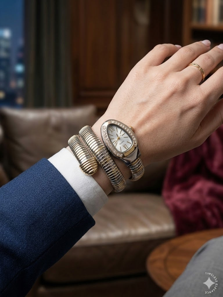 Serpentine Coil Gold-Tone Luxury Bracelet Watch