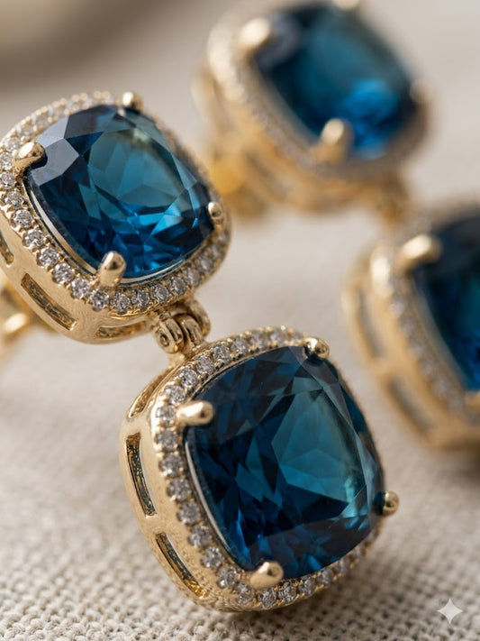 Royal Blue Double Drop Earrings
