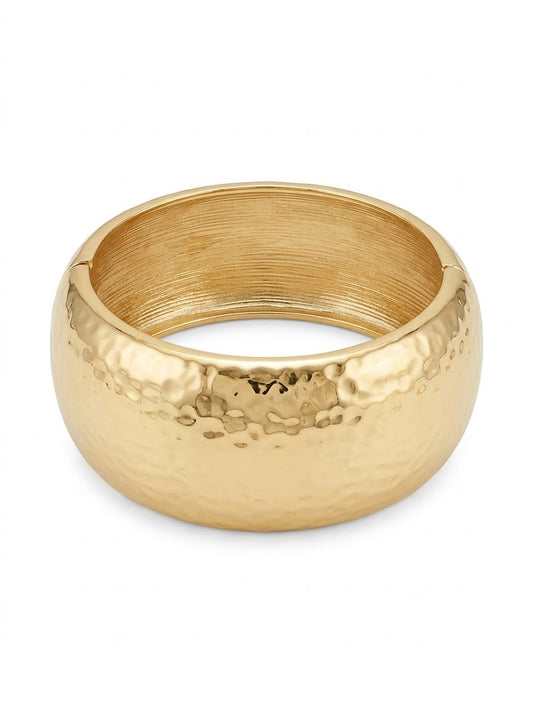 Luxe Hammered Gold Statement Cuff Bangle